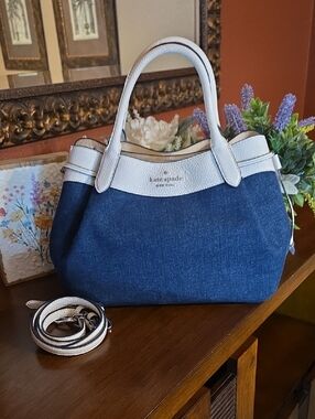 Kate Spade NY Dumpling Denim Satchel EUC
